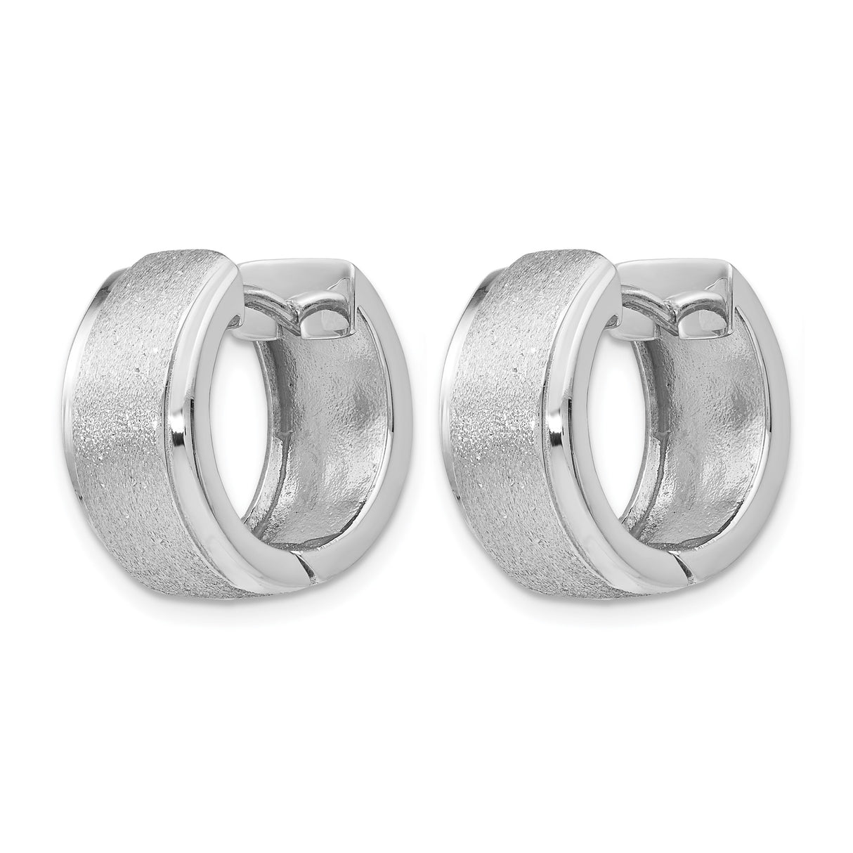 Sterling Silver Mens Hoop Earrings with Brushed Satin Center and Polished Edges