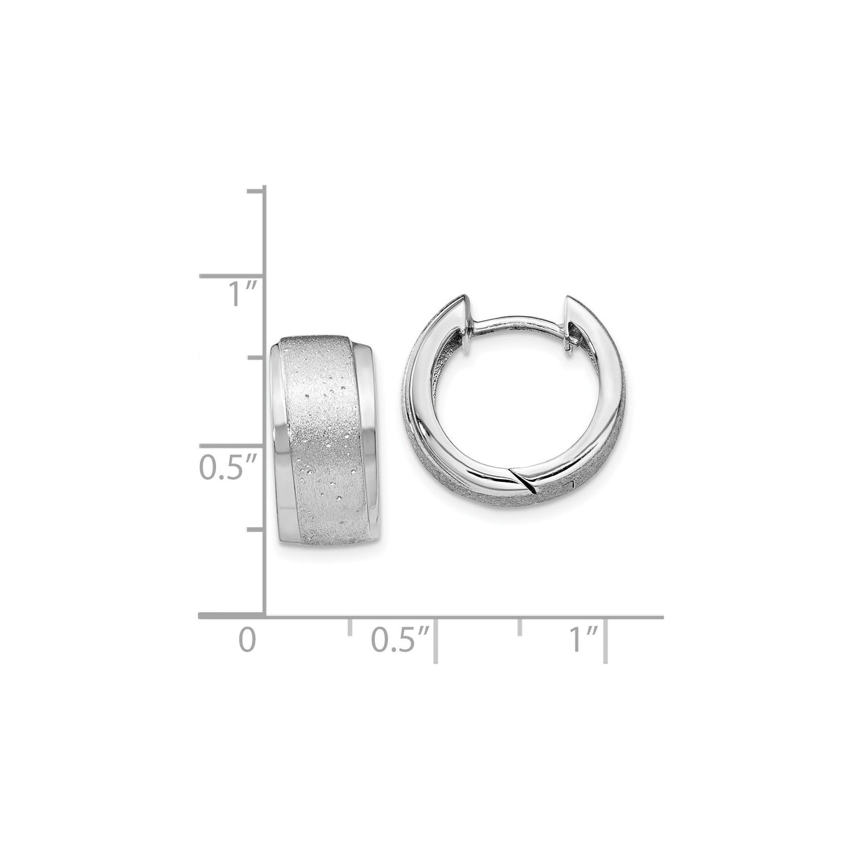 Sterling Silver Mens Hoop Earrings with Brushed Satin Center and Polished Edges