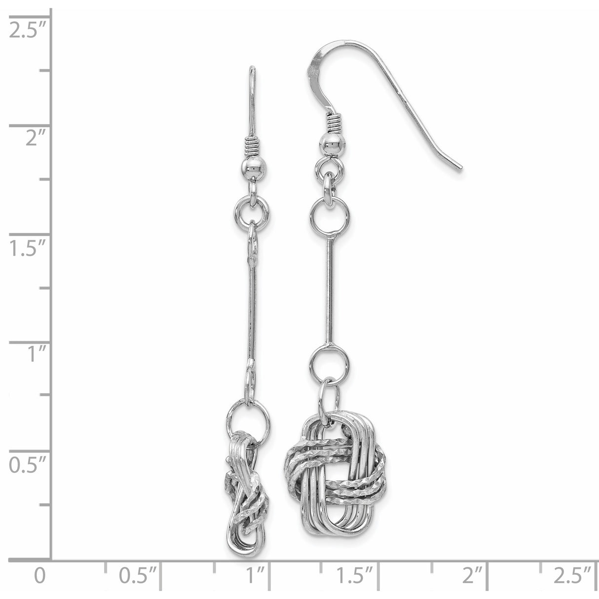 Sterling Silver Dangle Earrings with Love Knot Woven Design for Women