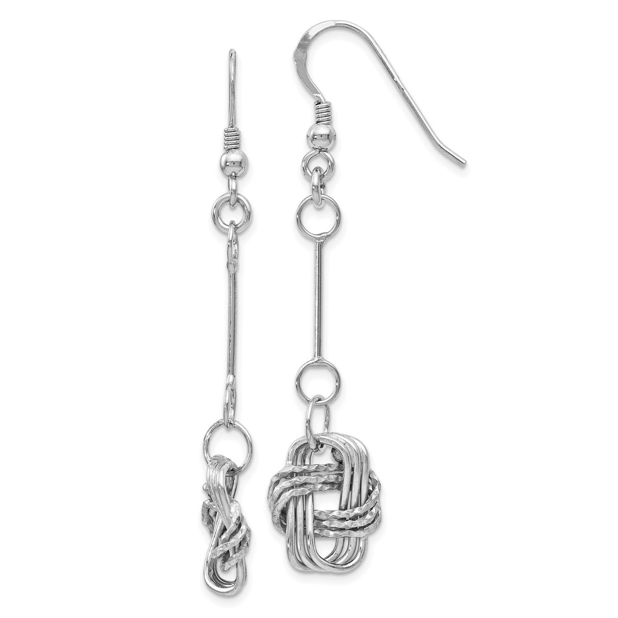 Sterling Silver Dangle Earrings with Love Knot Woven Design for Women