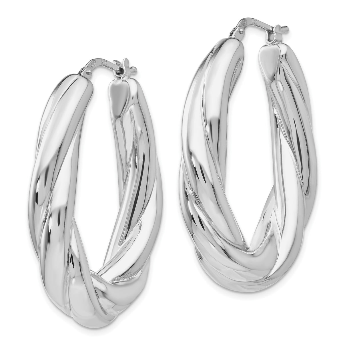 Sterling Silver Twisted Hoop Earrings with Braided Bold Design, Polished Medium-Large Hoops