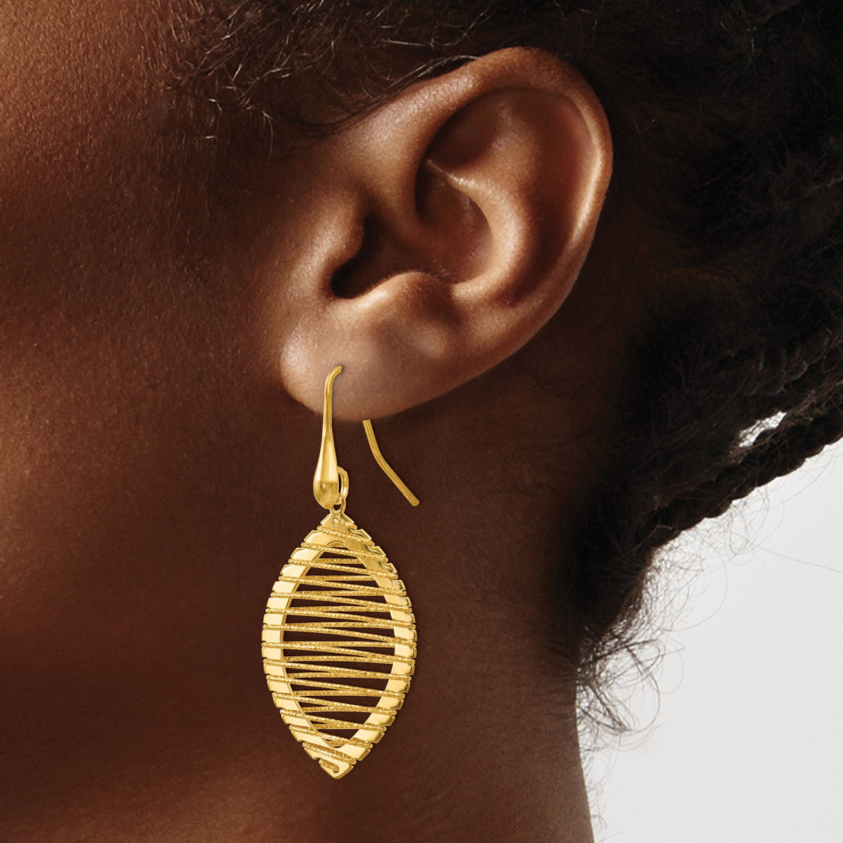 Sterling Silver Drop Earrings with Spiral and Oval Openwork Design for Women