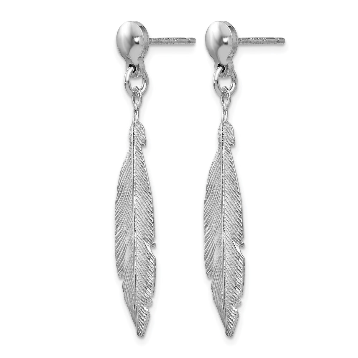 Sterling Silver Feather Dangle Earrings, Lightweight Boho Style for Women