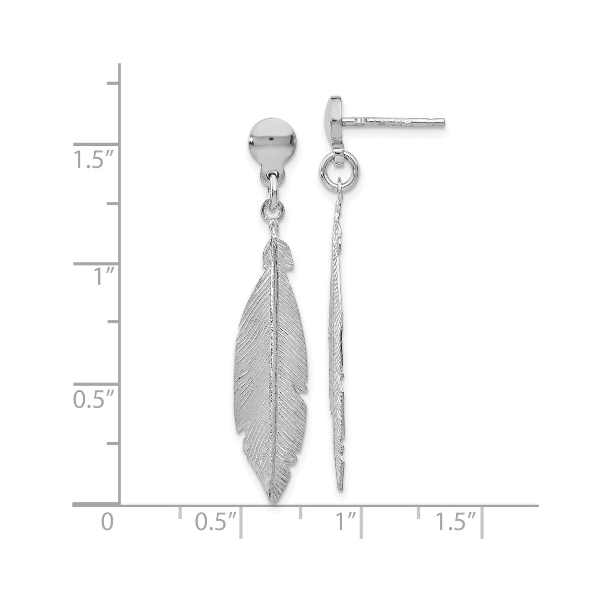 Sterling Silver Feather Dangle Earrings, Lightweight Boho Style for Women