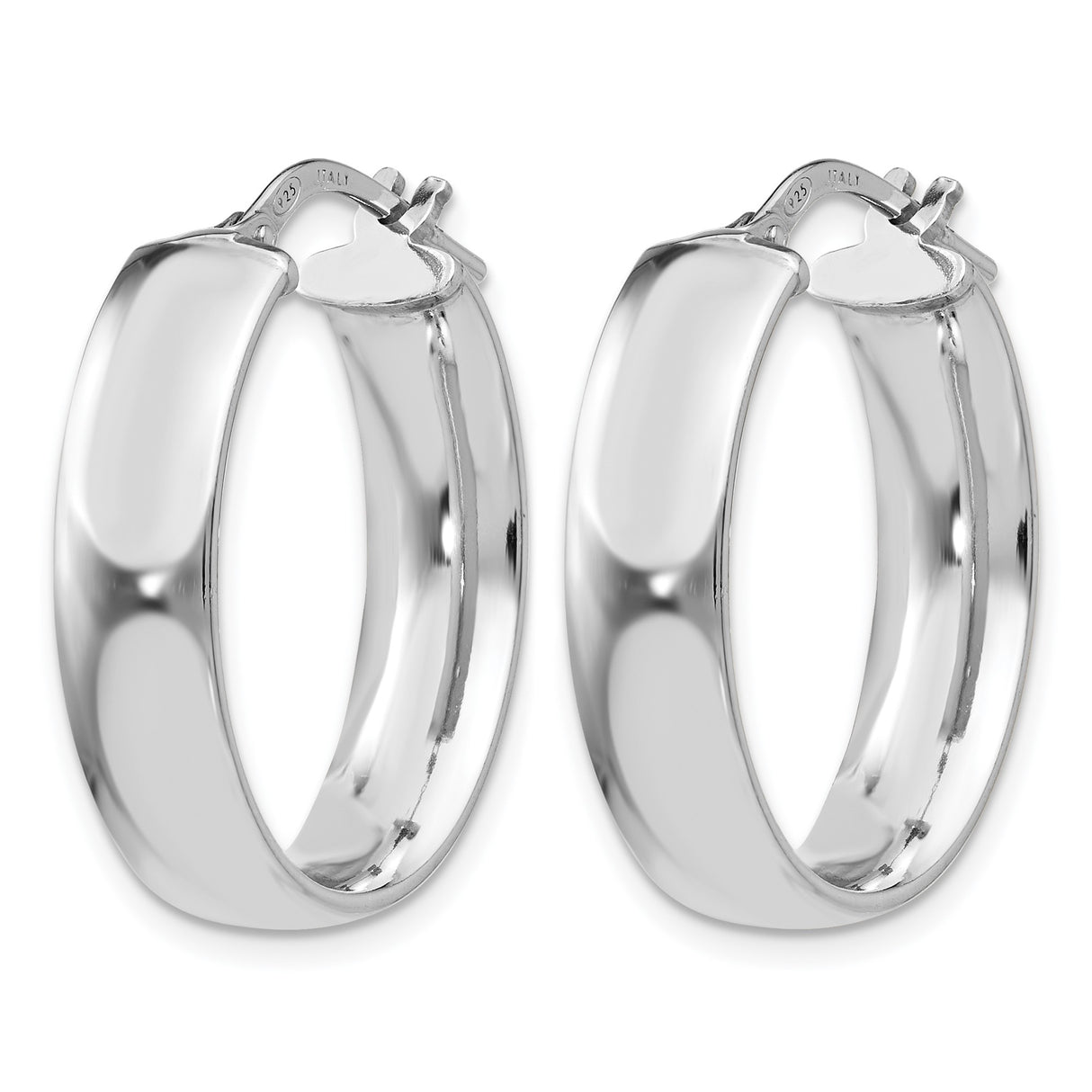 Sterling Silver Oval Hoop Earrings, High-Polish Classic Minimalist Design for Women