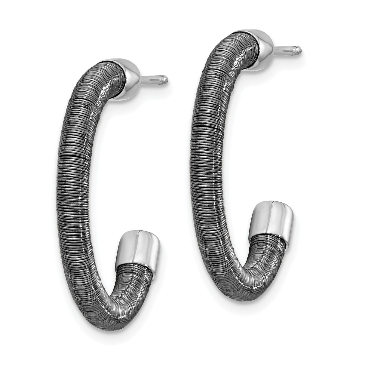 Sterling Silver Hoop Earrings, Oxidized Wire Wrapped Texture, Modern Minimalist Design