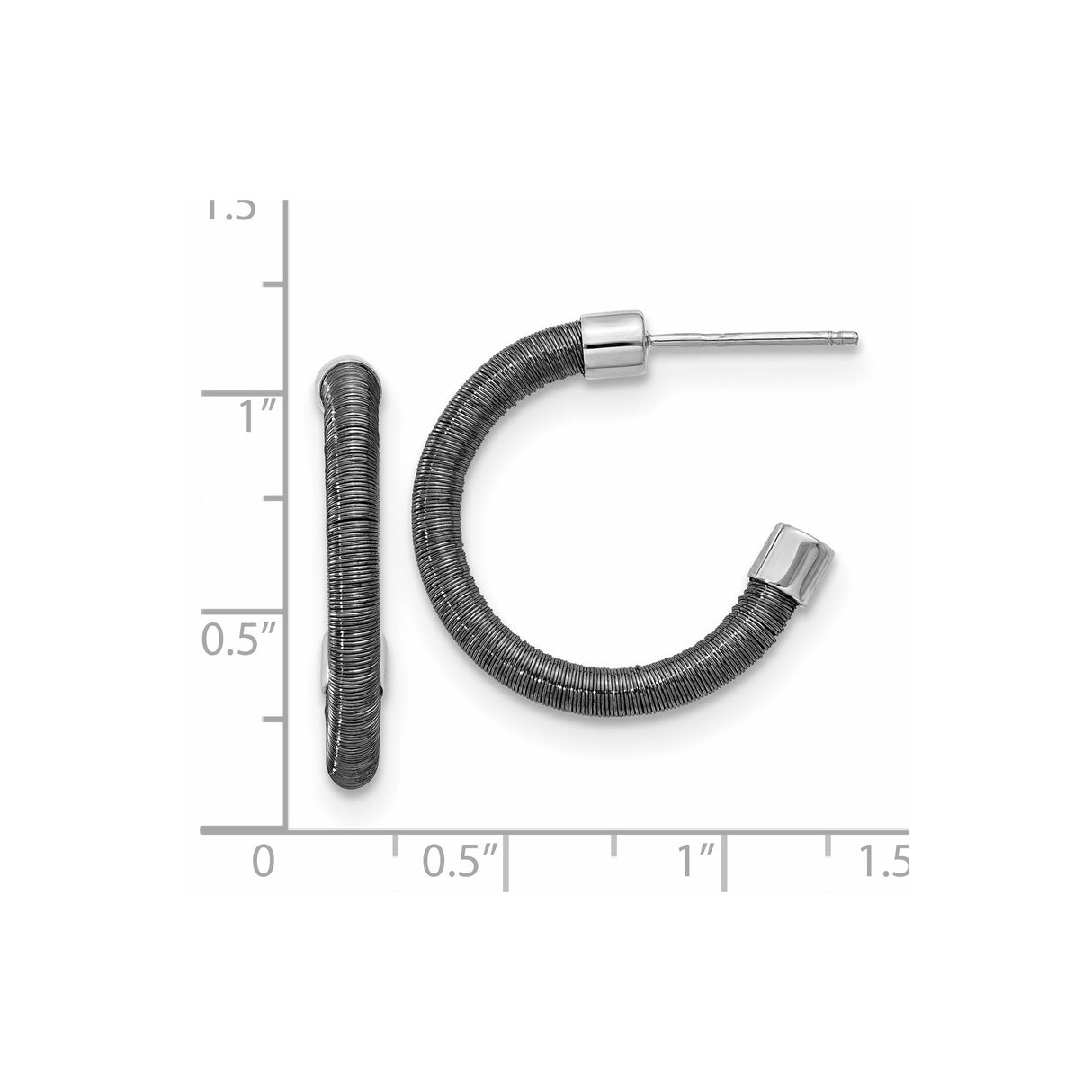 Sterling Silver Hoop Earrings, Oxidized Wire Wrapped Texture, Modern Minimalist Design