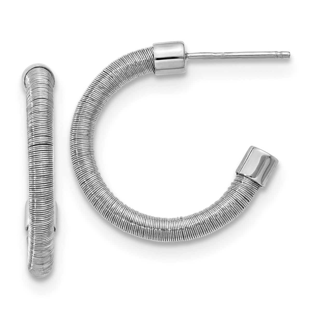 Sterling Silver Hoop Earrings, Coiled Textured Design, Modern Minimalist Style for Women