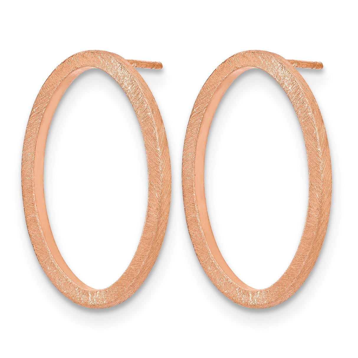 Sterling Silver Open Circle Stud Earrings with Brushed Finish, Rose Gold Tone, Minimalist Design