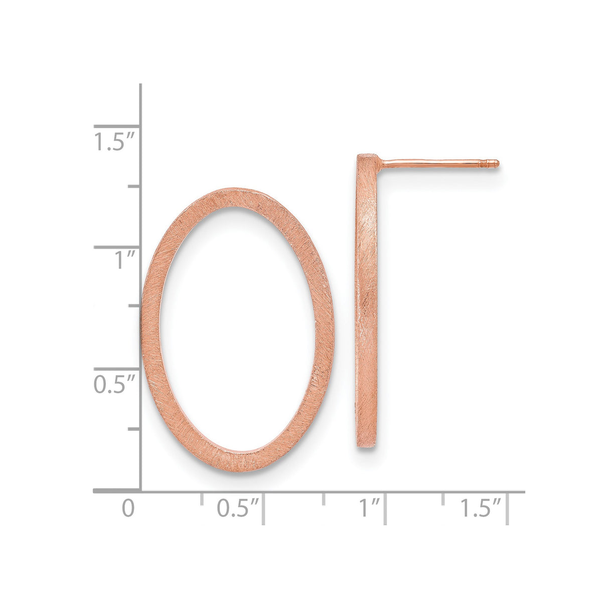 Sterling Silver Open Circle Stud Earrings with Brushed Finish, Rose Gold Tone, Minimalist Design