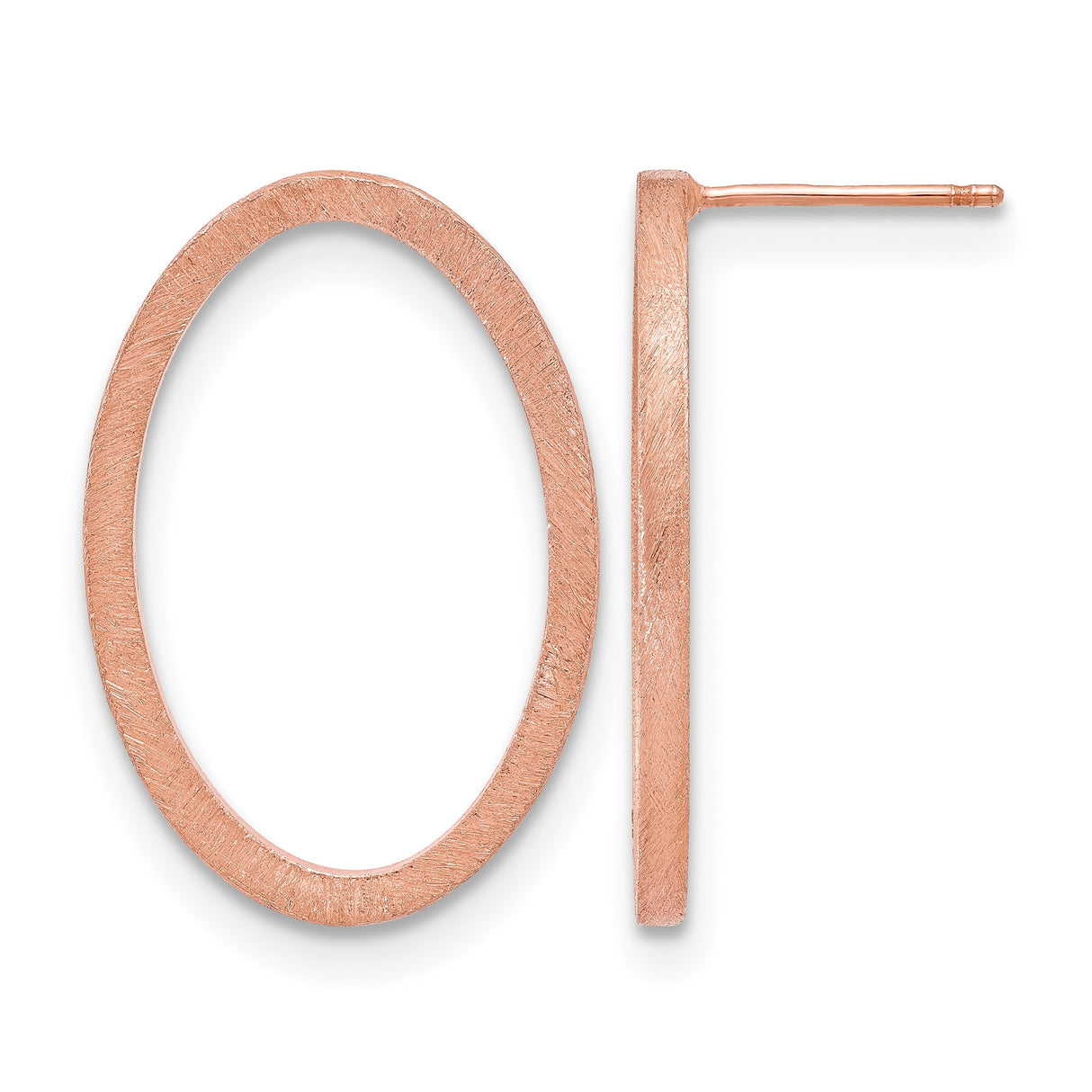 Sterling Silver Open Circle Stud Earrings with Brushed Finish, Rose Gold Tone, Minimalist Design