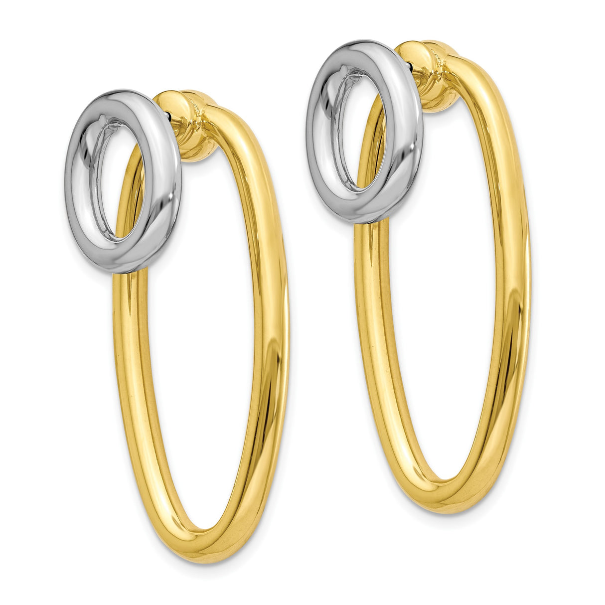 Sterling Silver Drop Earrings with Interlocking Loop Design, Two Tone Oval Dangle for Women