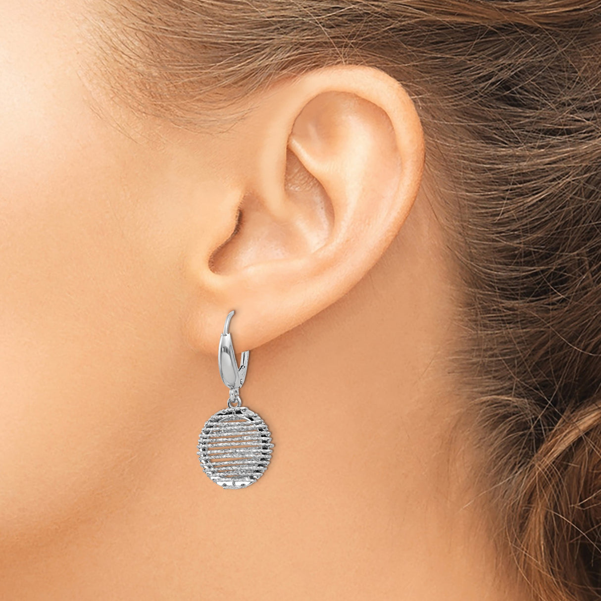 Sterling Silver Drop Earrings, Laser Cut Abstract Spiral and Circle Dangles, Lightweight Leverback Design