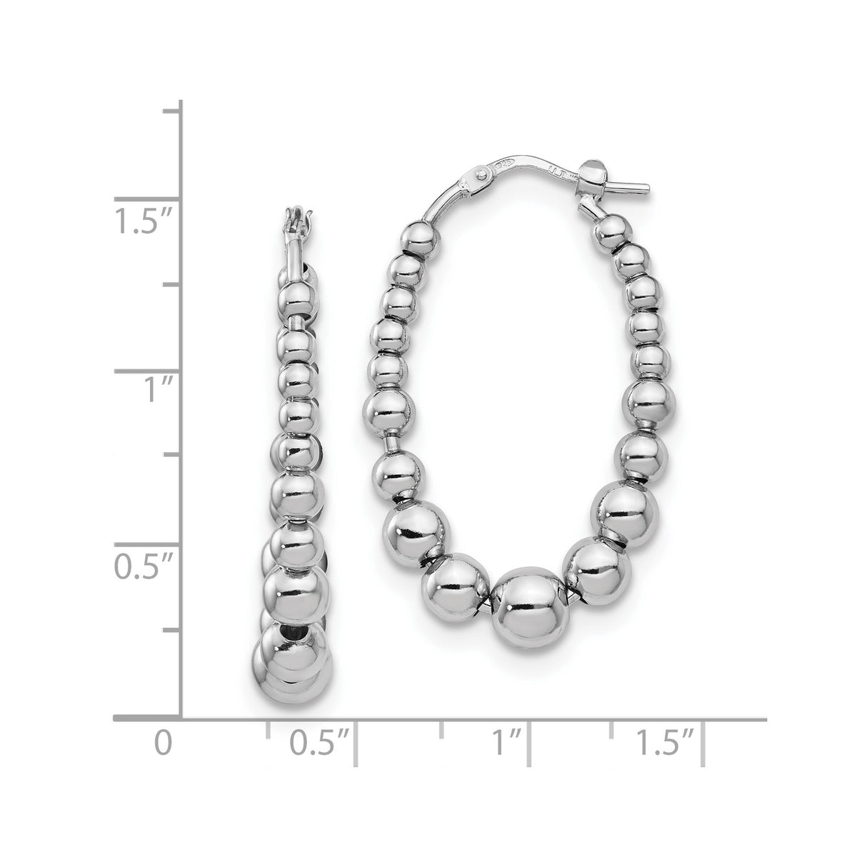 Sterling Silver Hoop Earrings with Graduated Ball Beads and Polished Finish for Women