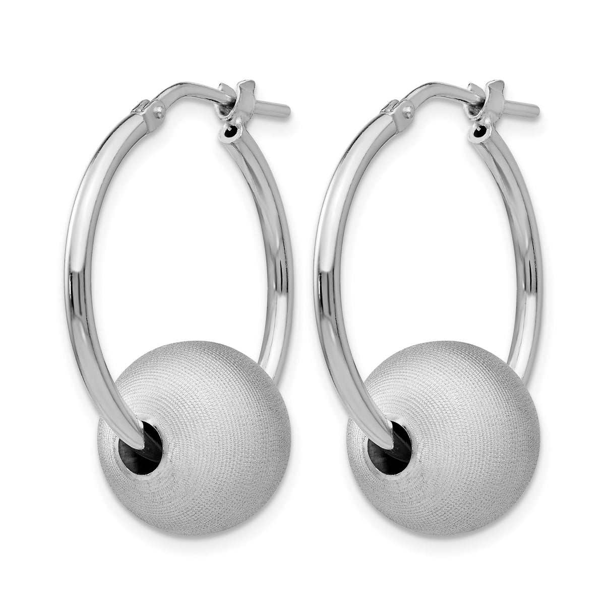 Sterling Silver Hoop Earrings, Textured Dome Design with Brushed Satin Finish, Lightweight and Modern