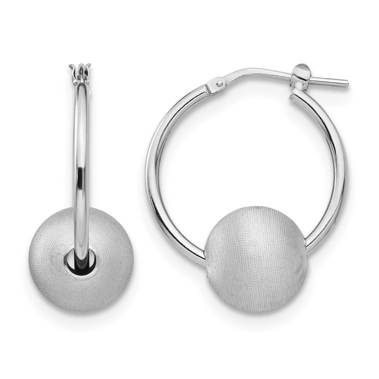 Sterling Silver Hoop Earrings, Textured Dome Design with Brushed Satin Finish, Lightweight and Modern