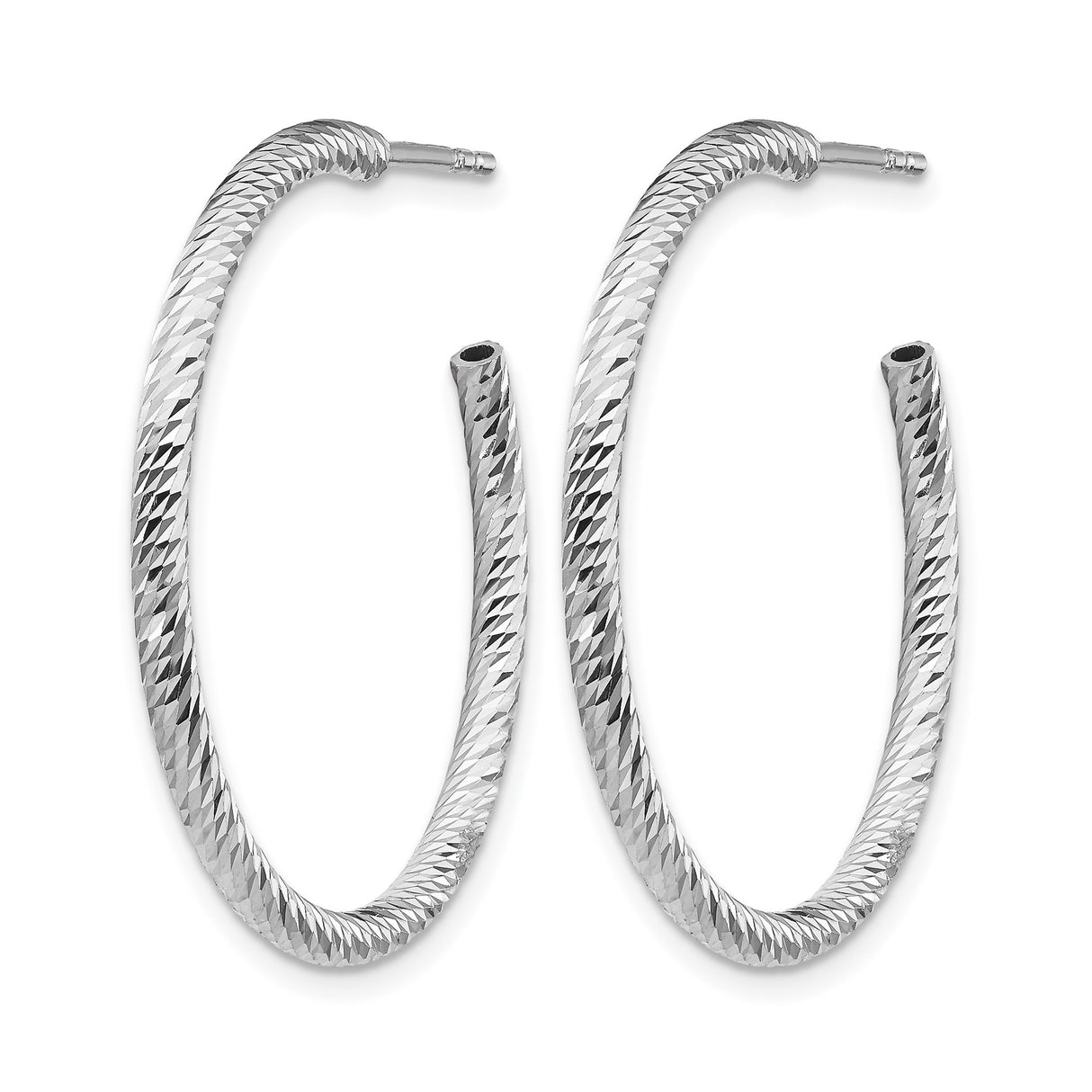 Sterling Silver Hoop Earrings, Textured Diamond Cut Lightweight Design for Women