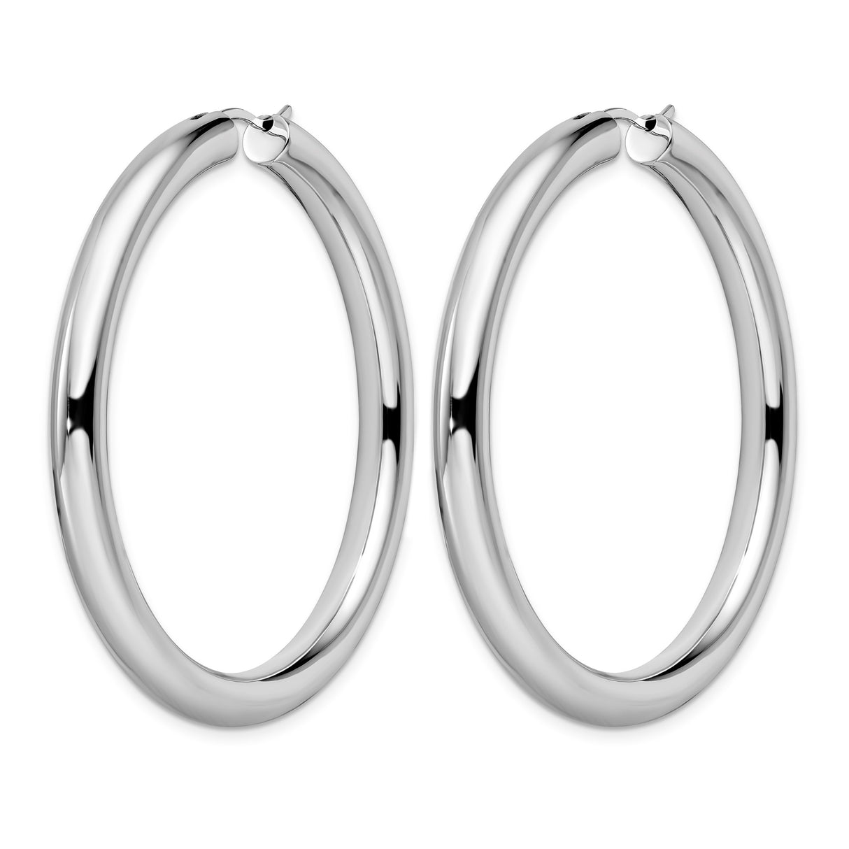 Sterling Silver Hoop Earrings, Medium to Large Size, Polished Tube Design for Women