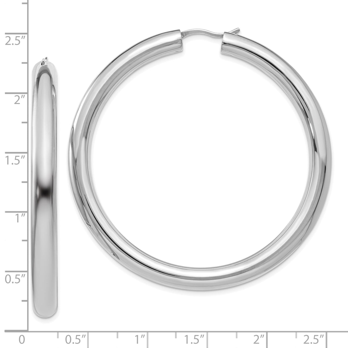 Sterling Silver Hoop Earrings, Medium to Large Size, Polished Tube Design for Women