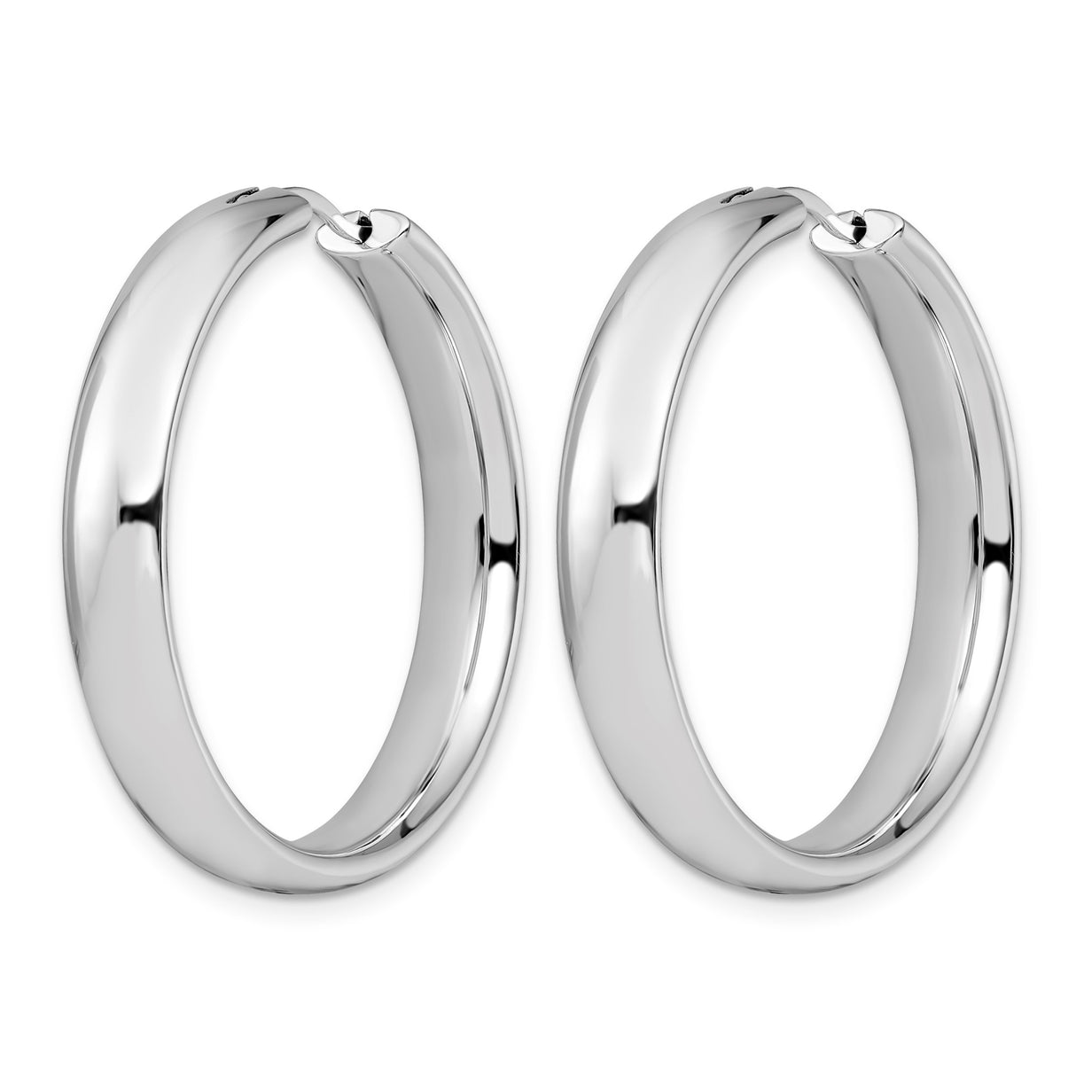 Sterling Silver Hoop Earrings, Medium Sleek Polished Round Design for Women
