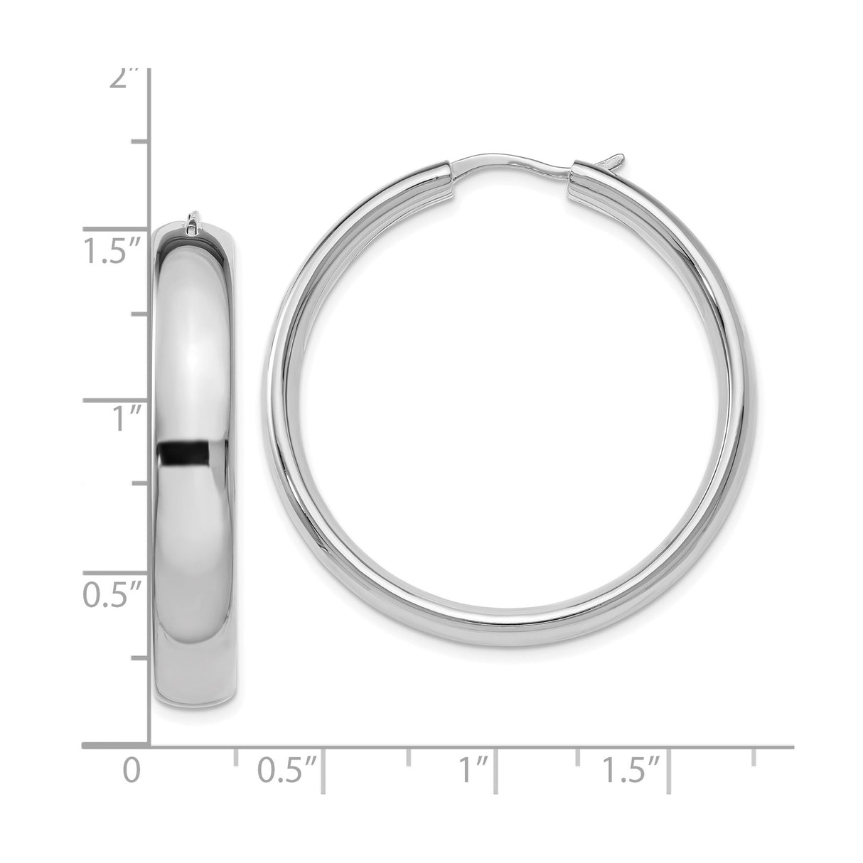 Sterling Silver Hoop Earrings, Medium Sleek Polished Round Design for Women