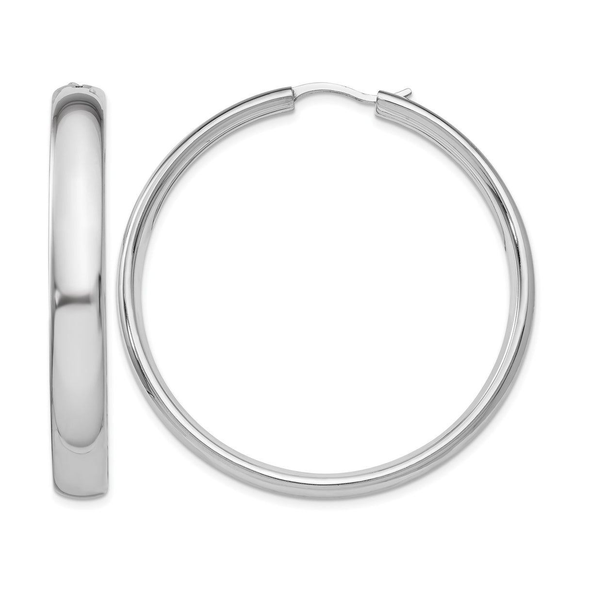 Sterling Silver Hoop Earrings, Classic Polished Round Design, Lightweight Minimalist Style
