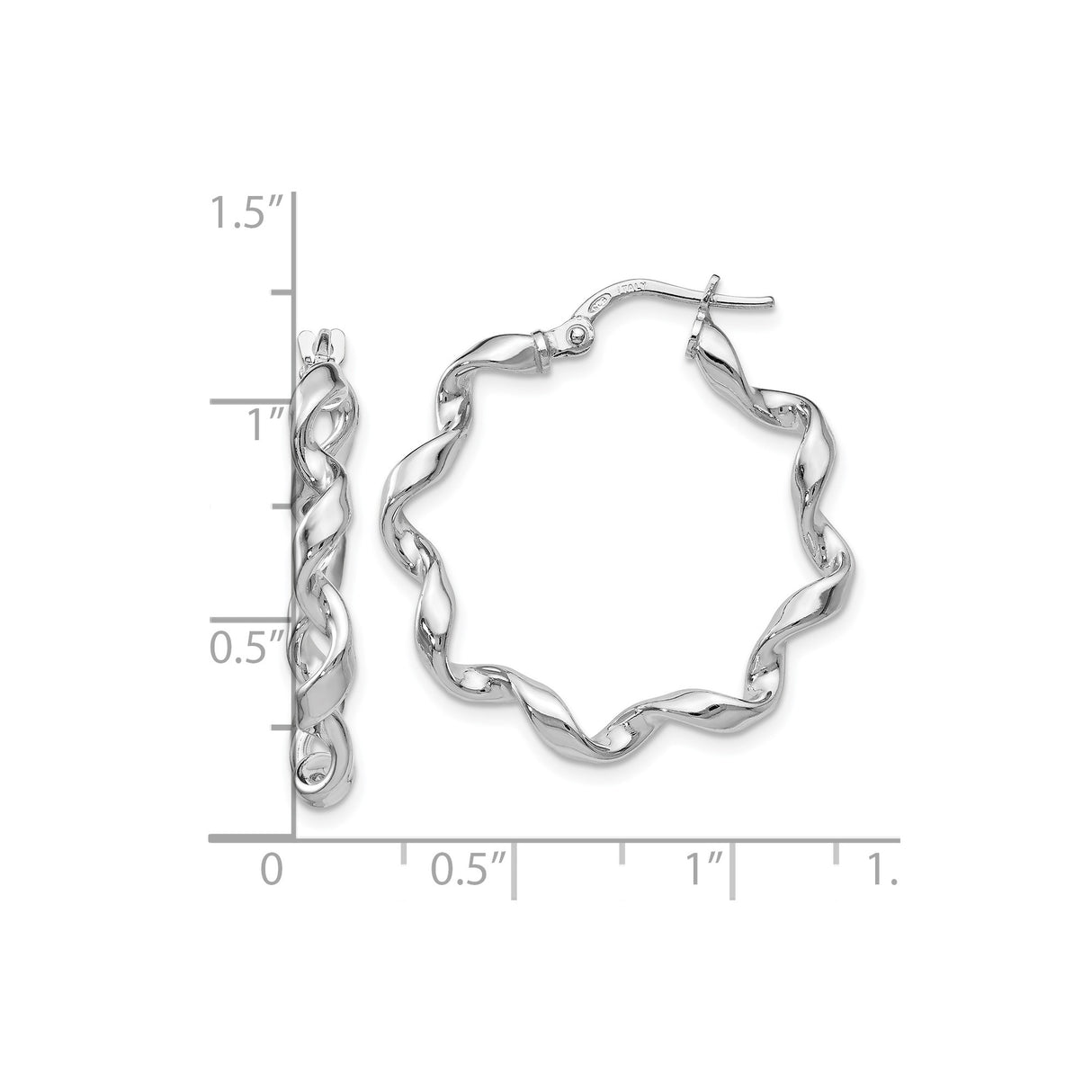 Sterling Silver Hoop Earrings, Twisted Rope Design, Lightweight Modern Style for Women