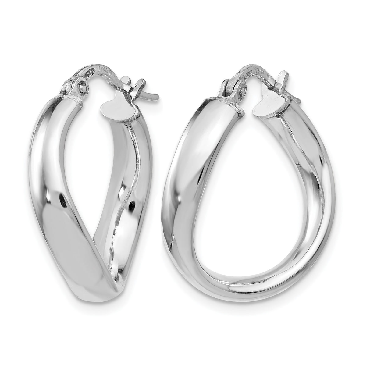 Sterling Silver Twisted Hoop Earrings, Polished Lightweight Modern Design for Women