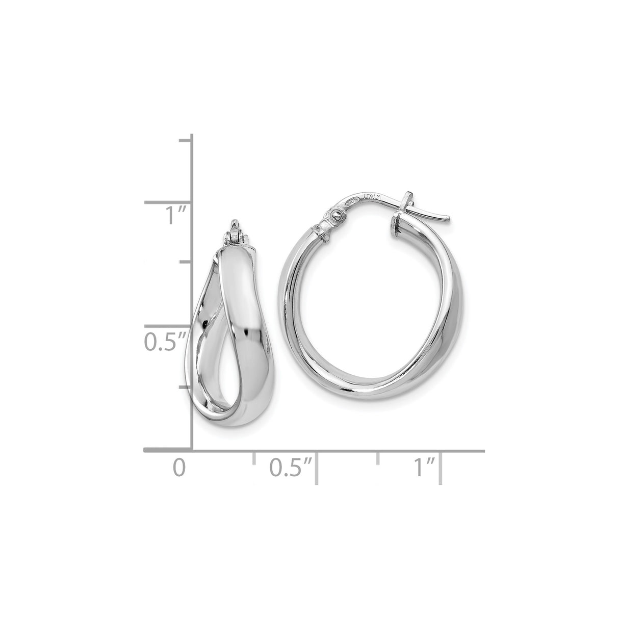 Sterling Silver Twisted Hoop Earrings, Polished Lightweight Modern Design for Women