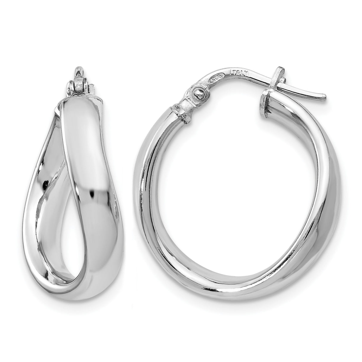 Sterling Silver Twisted Hoop Earrings, Polished Lightweight Modern Design for Women