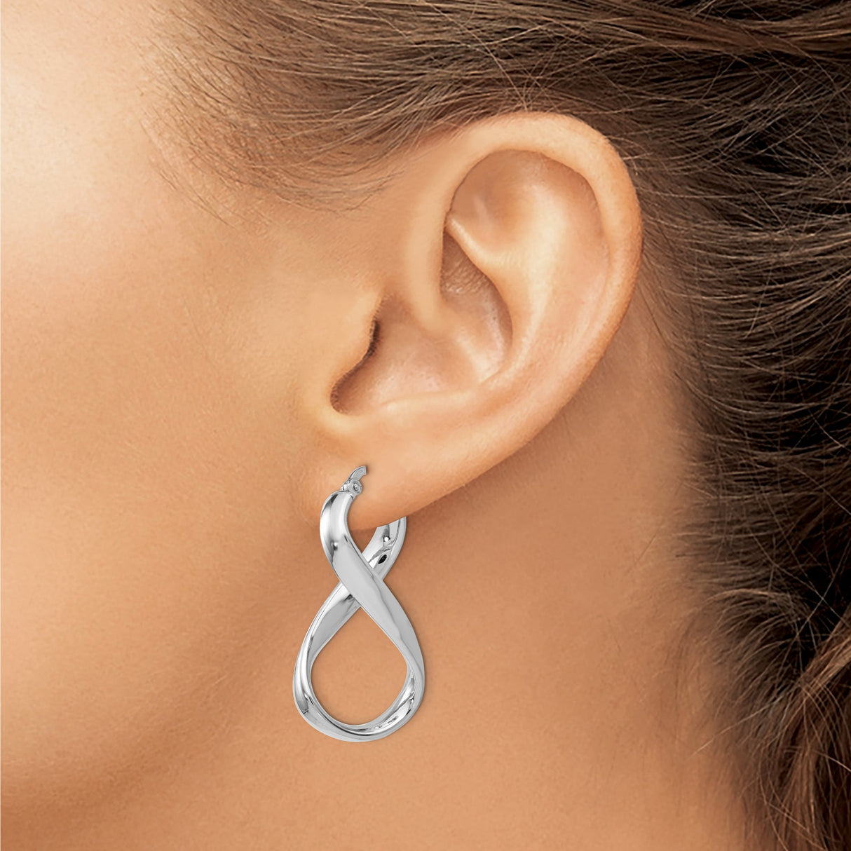 Sterling Silver Infinity Hoop Earrings with Twisted Loop Design, Lightweight and Hypoallergenic