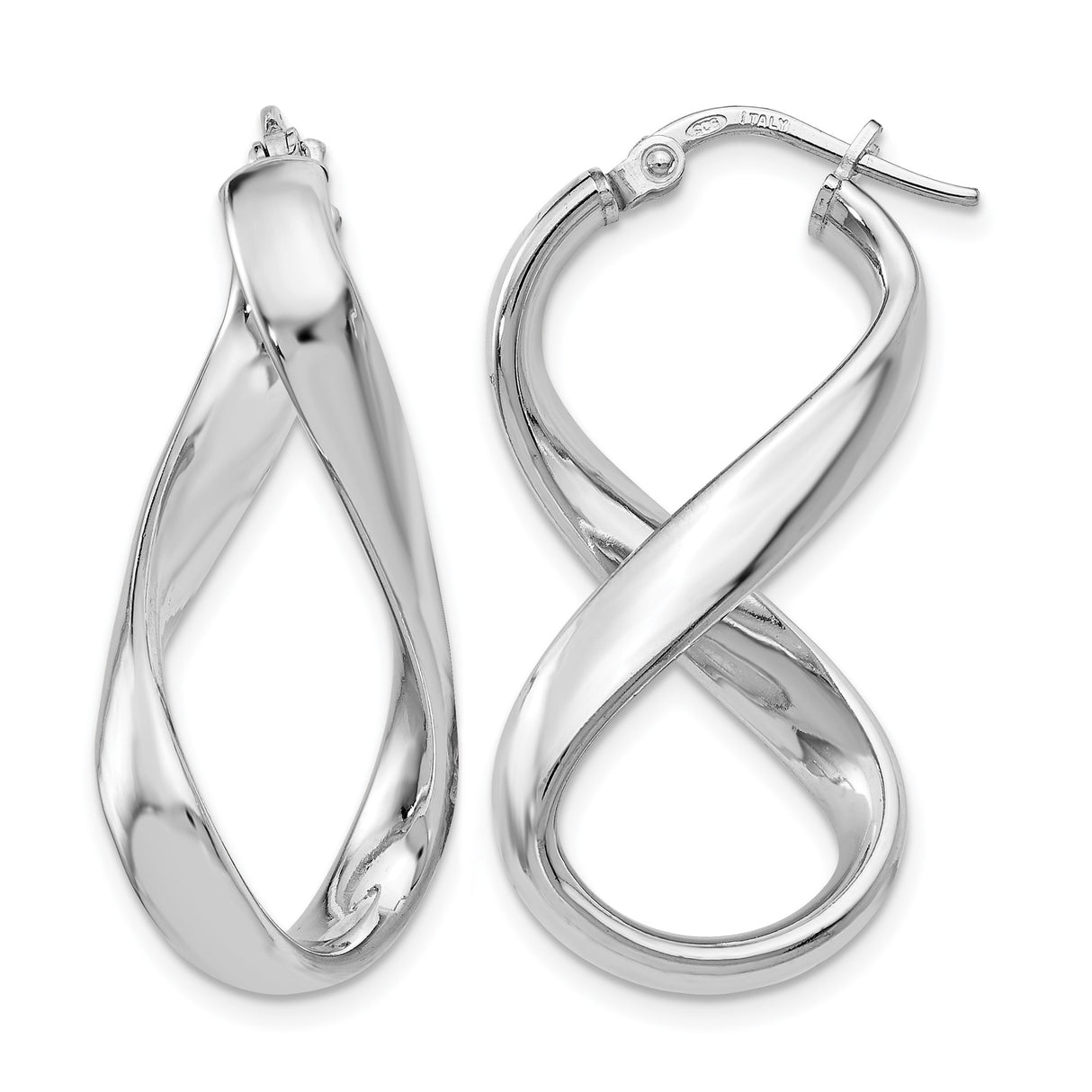 Sterling Silver Infinity Hoop Earrings with Twisted Loop Design, Lightweight and Hypoallergenic
