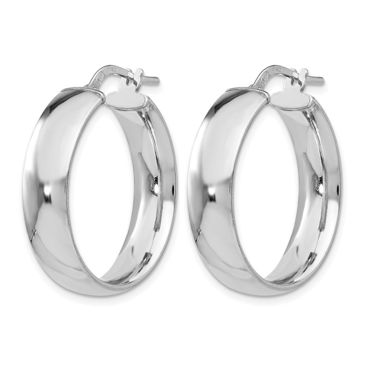 Sterling Silver Hoop Earrings, Polished Finish, Hinged Clasp, Minimalist Mid-Size Style for Women