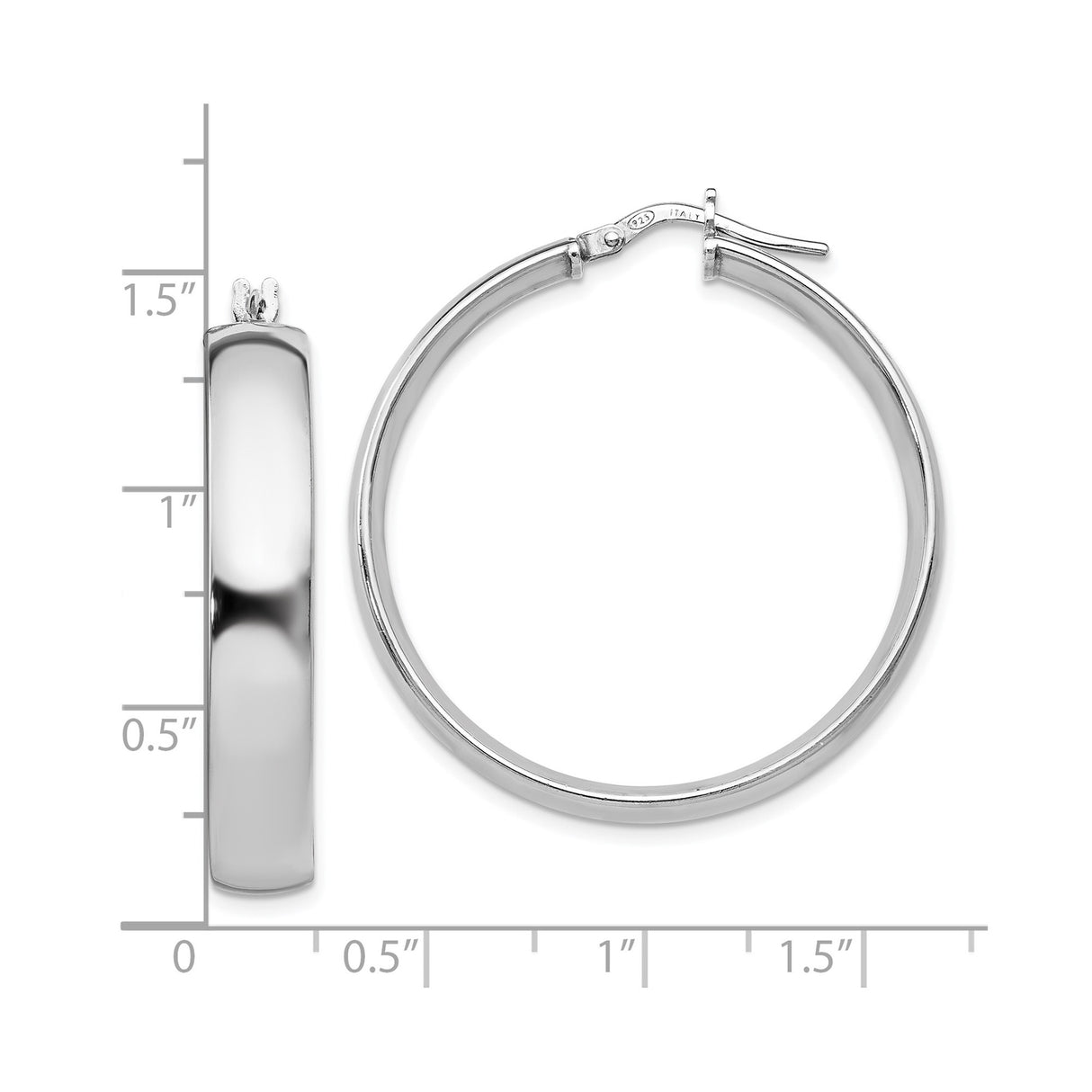 Sterling Silver Hoop Earrings, Smooth Round Minimalist Design, High Polish Finish