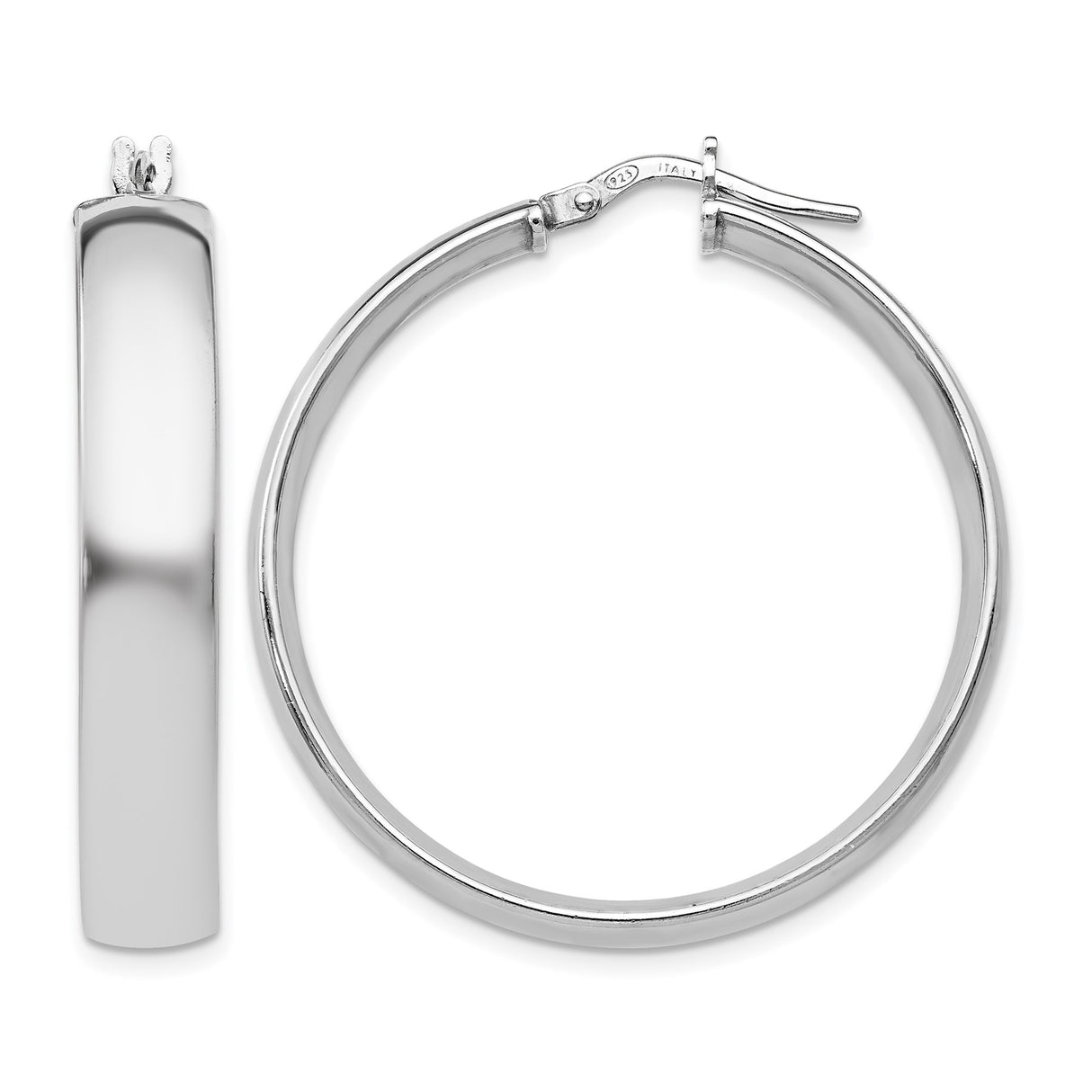 Sterling Silver Hoop Earrings, Smooth Round Minimalist Design, High Polish Finish