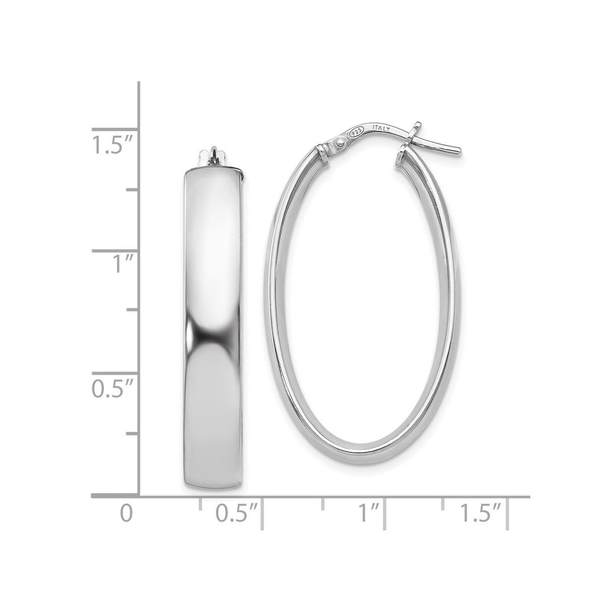 Sterling Silver Oval Hoop Earrings, Polished Minimalist Design with Hinged Closure for Women