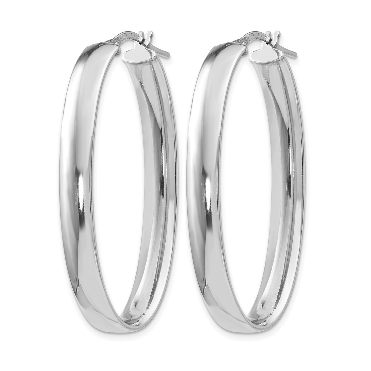 Sterling Silver Oval Hoop Earrings with Polished Finish and Hinged Design for Women