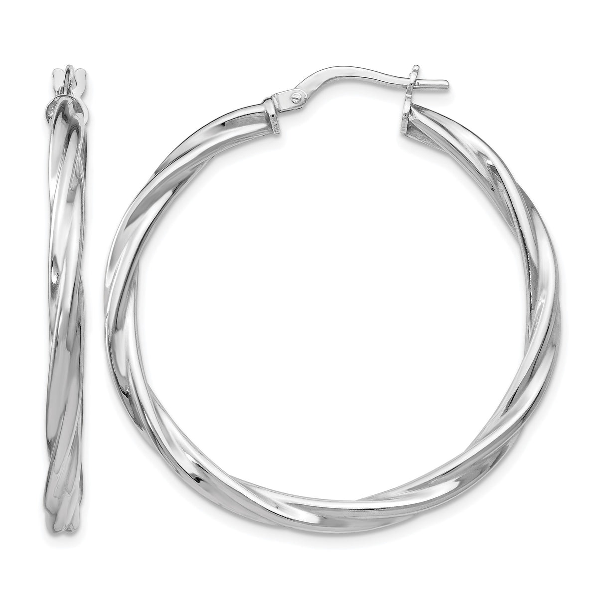 Sterling Silver Twisted Hoop Earrings with Interwoven Polished Design for Women