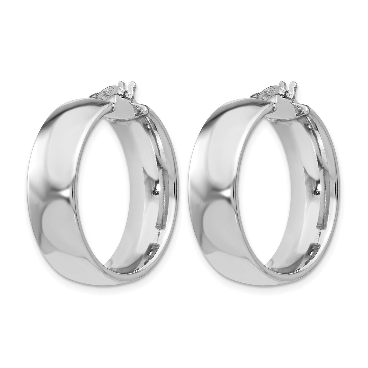 Sterling Silver Hoop Earrings, Classic Round Italian Made Polished Minimalist Design for Women
