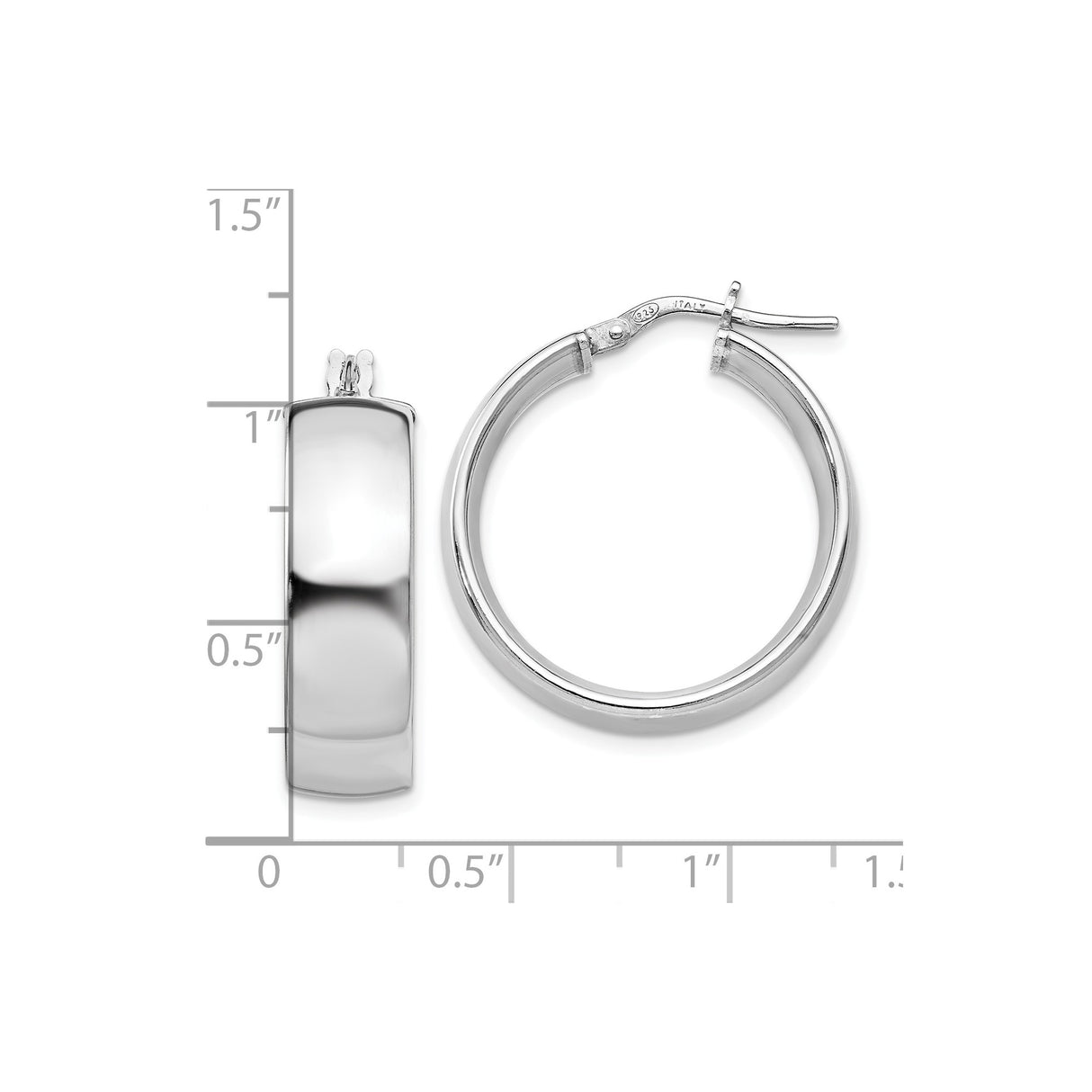 Sterling Silver Hoop Earrings, Classic Round Italian Made Polished Minimalist Design for Women