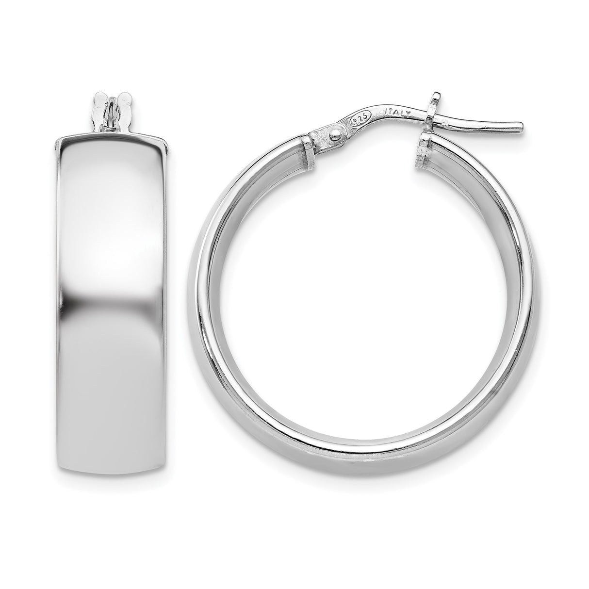Sterling Silver Hoop Earrings, Classic Round Italian Made Polished Minimalist Design for Women