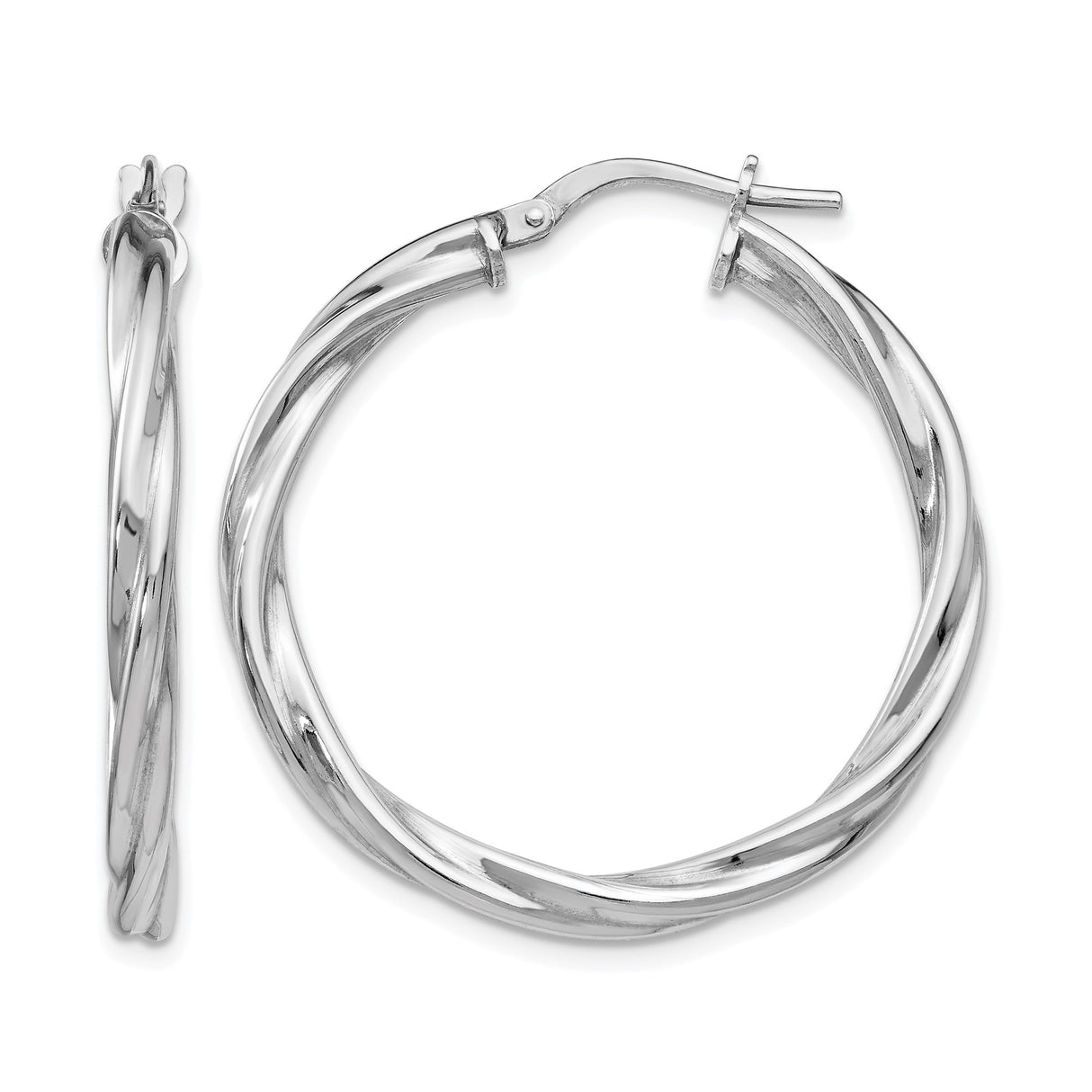 Sterling Silver Twisted Hoop Earrings, Polished Interwoven Design, Lightweight Classic Style