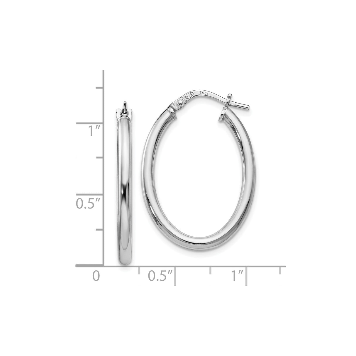 Sterling Silver Oval Hoop Earrings, Polished Minimalist Design for Women