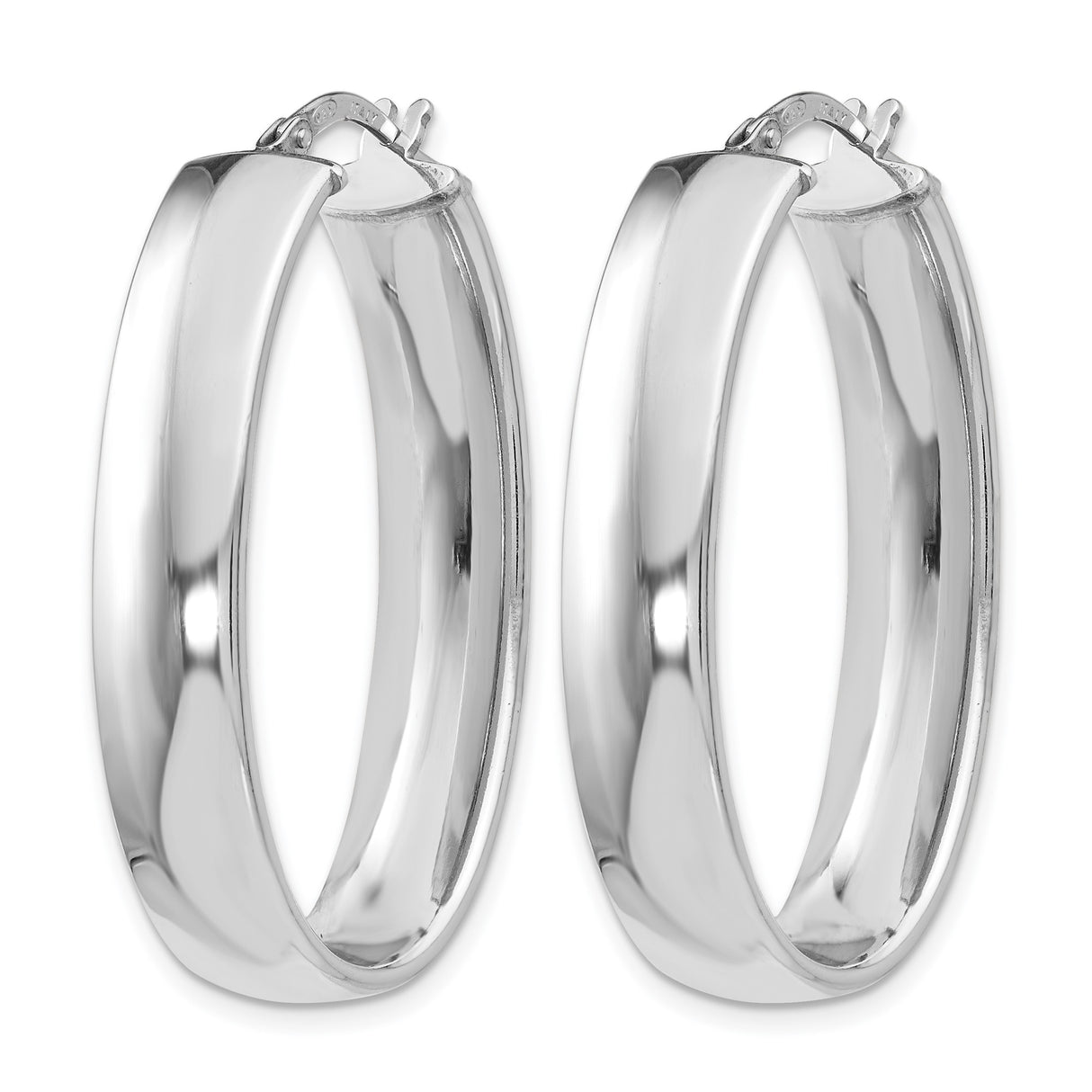 Sterling Silver Oval Hoop Earrings, High Polish Finish, Lightweight Minimalist Design for Women