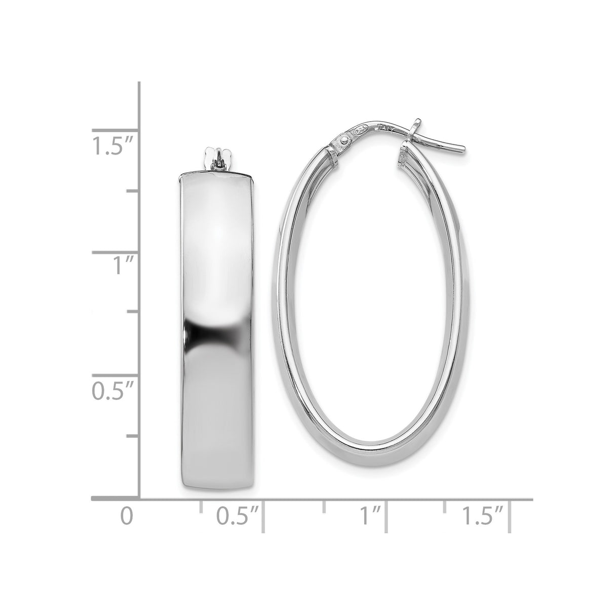 Sterling Silver Oval Hoop Earrings, High Polish Finish, Lightweight Minimalist Design for Women