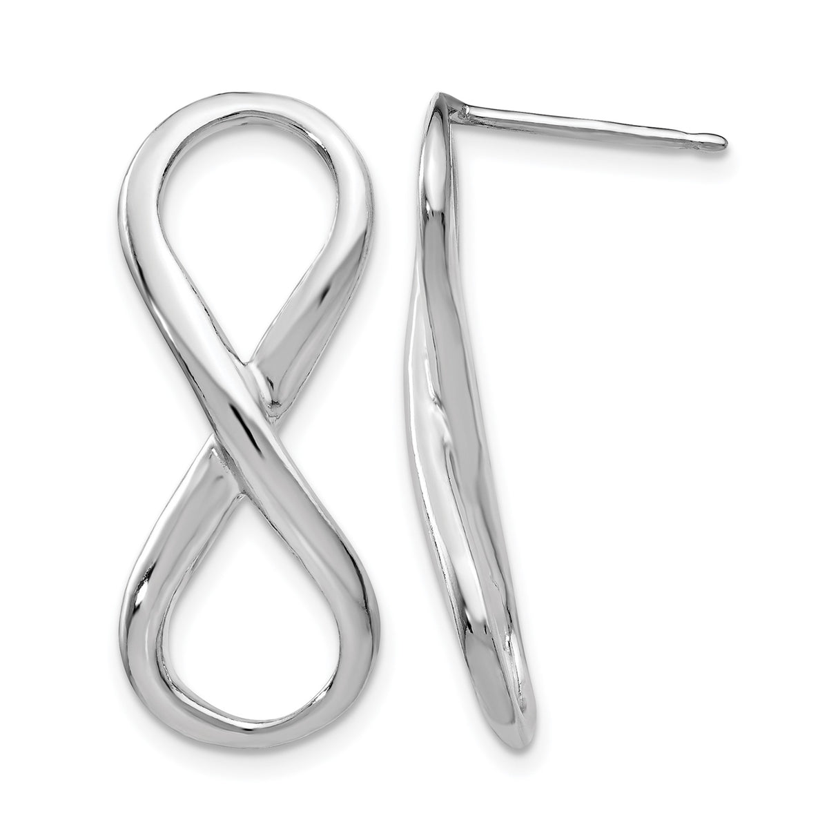 Sterling Silver Infinity Symbol Stud Earrings, Sleek Modern Minimalist Design for Women