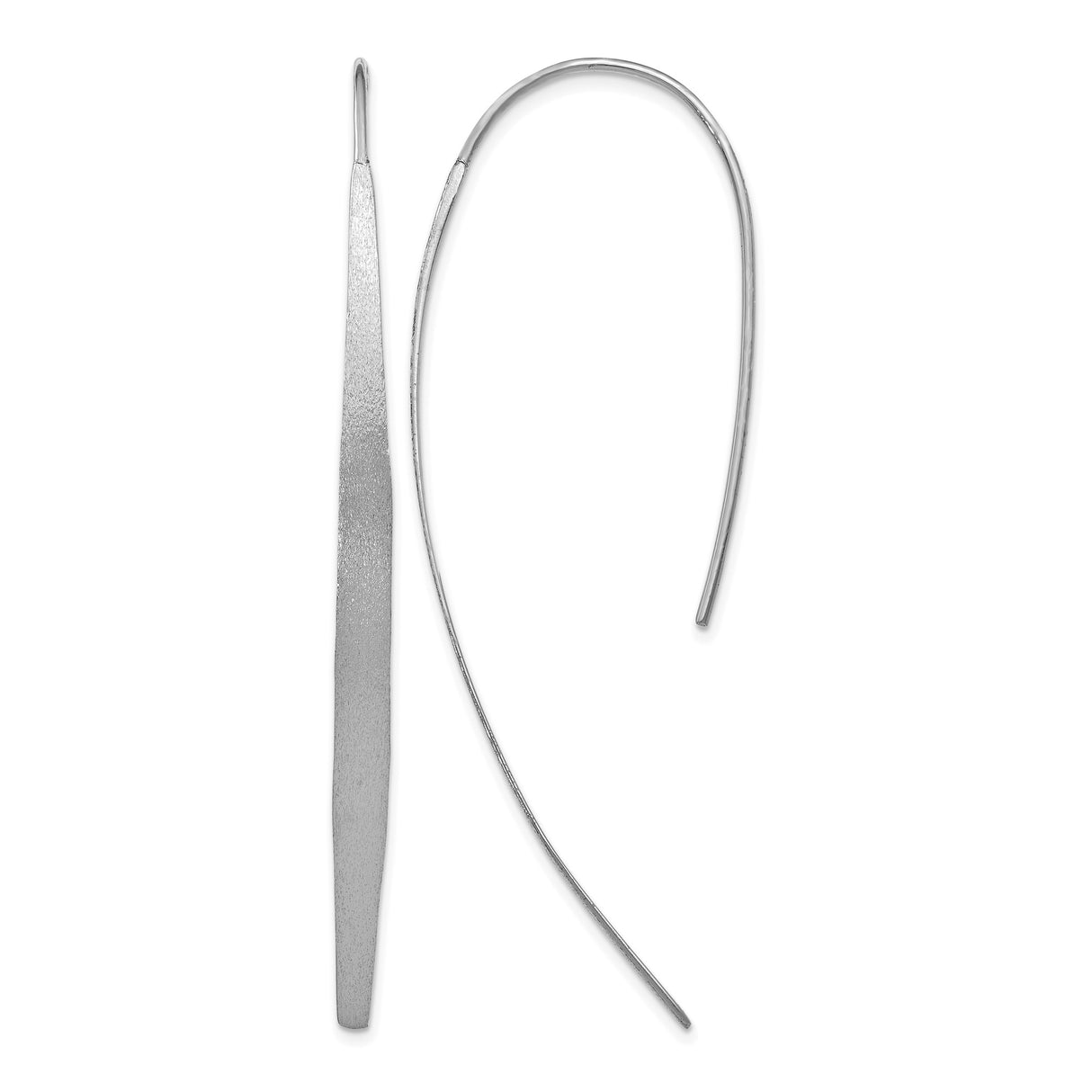 Sterling Silver Threader Earrings, Long Bar Drop Design with Matte Finish, Lightweight Minimalist Style