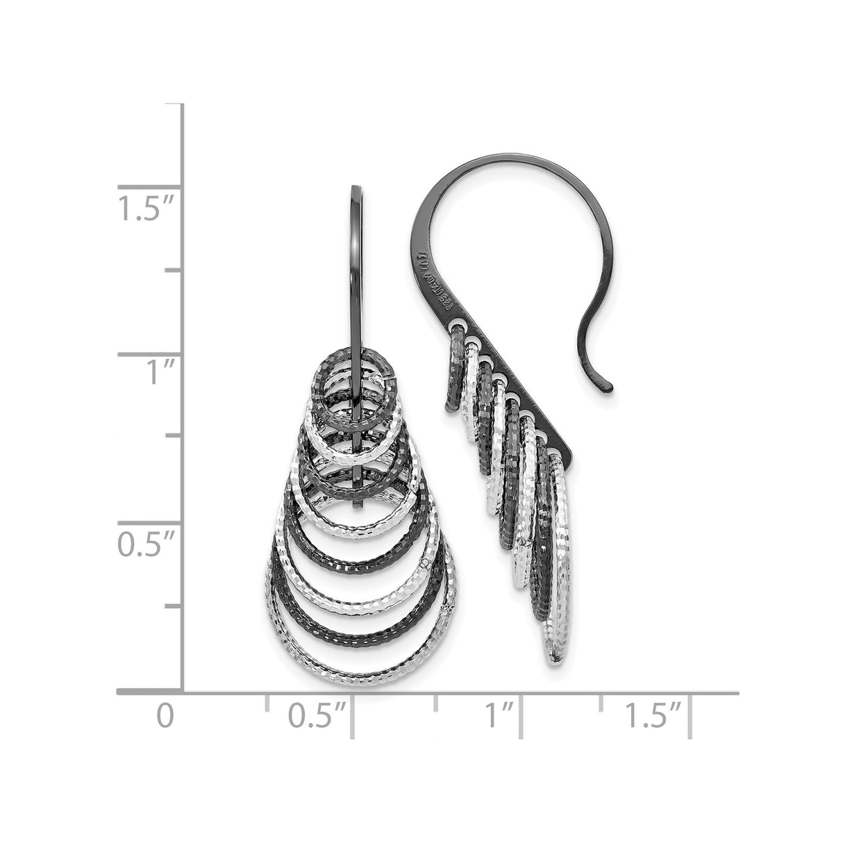 Sterling Silver Dangle Earrings with Layered Teardrop Design and Hammered Textured Hoops