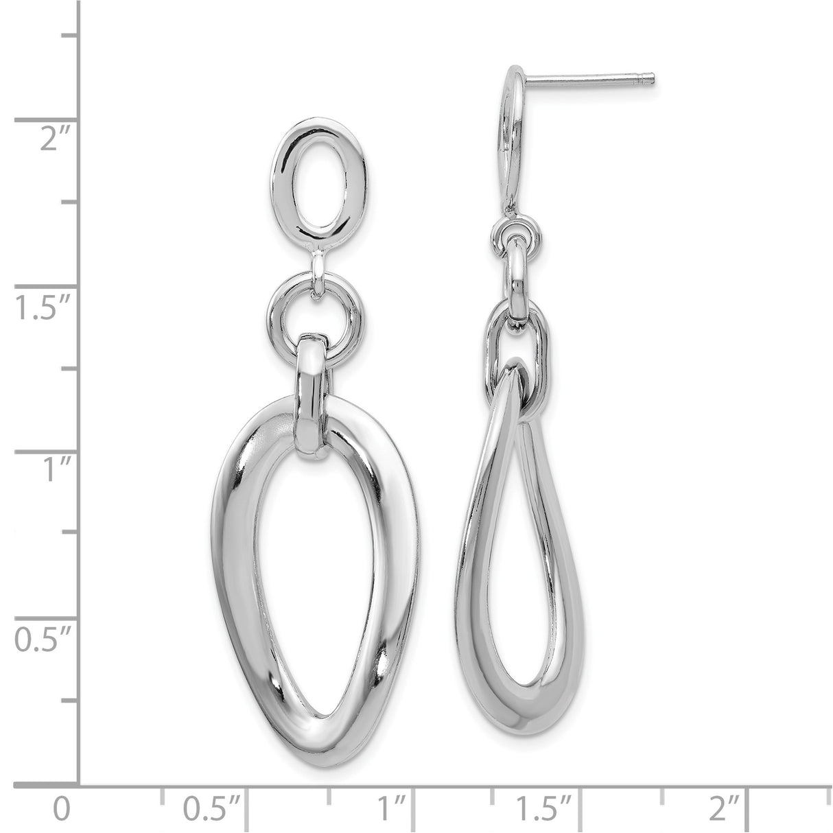 Sterling Silver Dangle Earrings with Abstract Oval and Teardrop Shapes, Modern Geometric Style