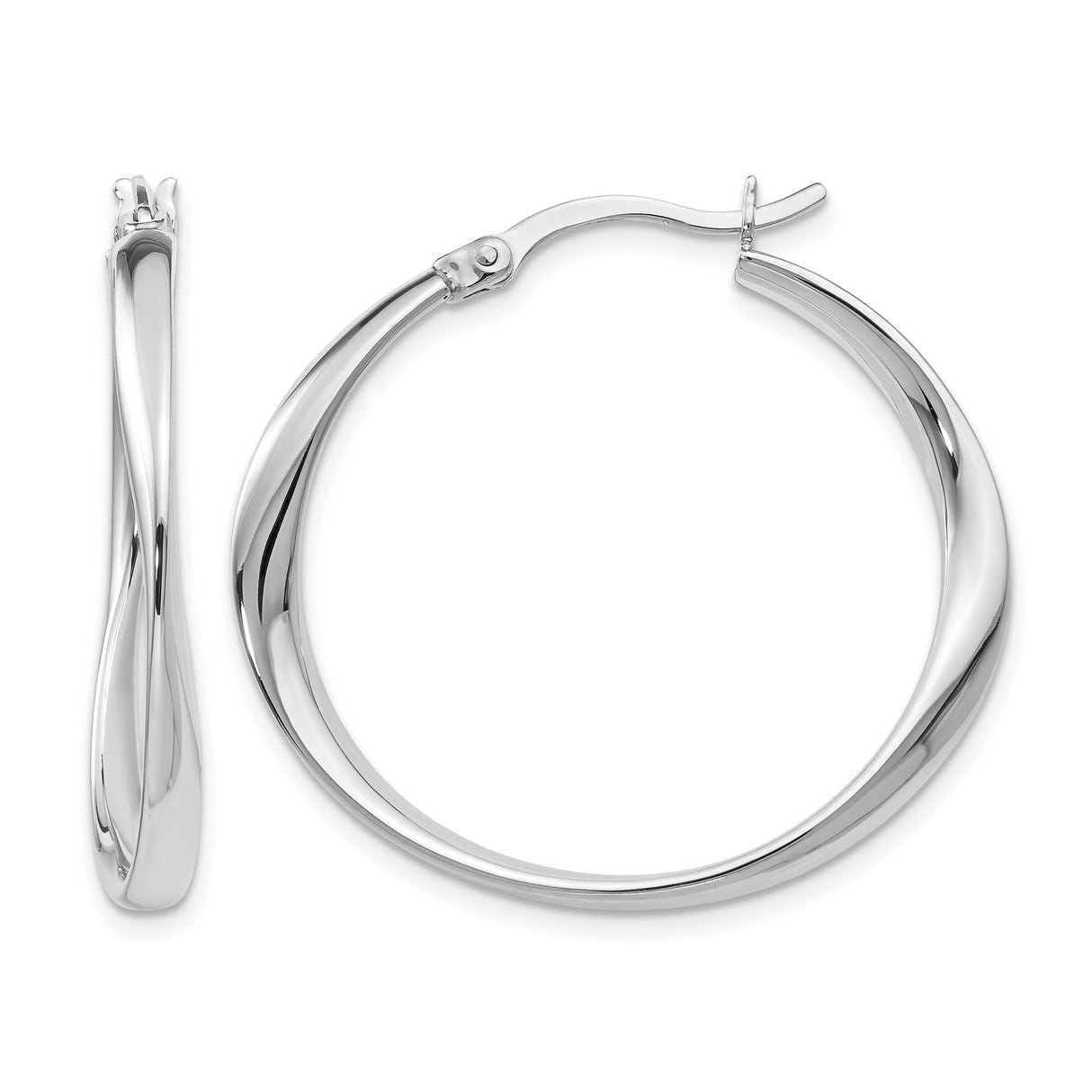 Sterling Silver Twisted Hoop Earrings, Lightweight Modern Minimalist Design for Women